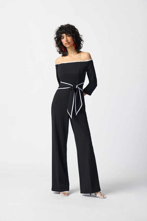 Joseph Ribkoff Off-The-Shoulder Wide-Leg Jumpsuit - Style 241009