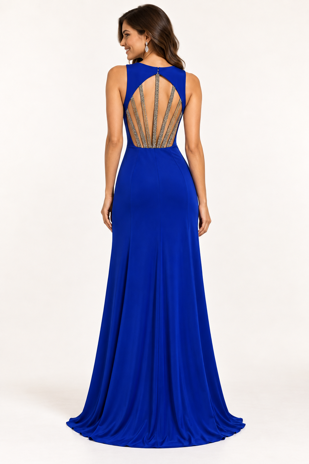 Dynasty Royal Blue Embellished Back Gown