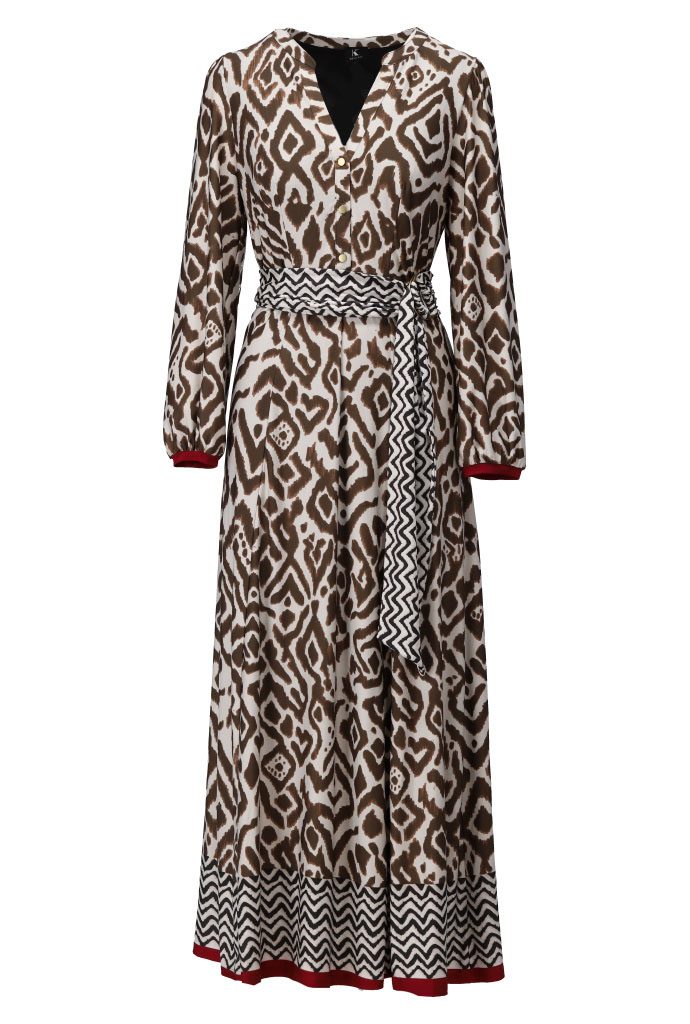 K Design Brown/cream Maxi dress
