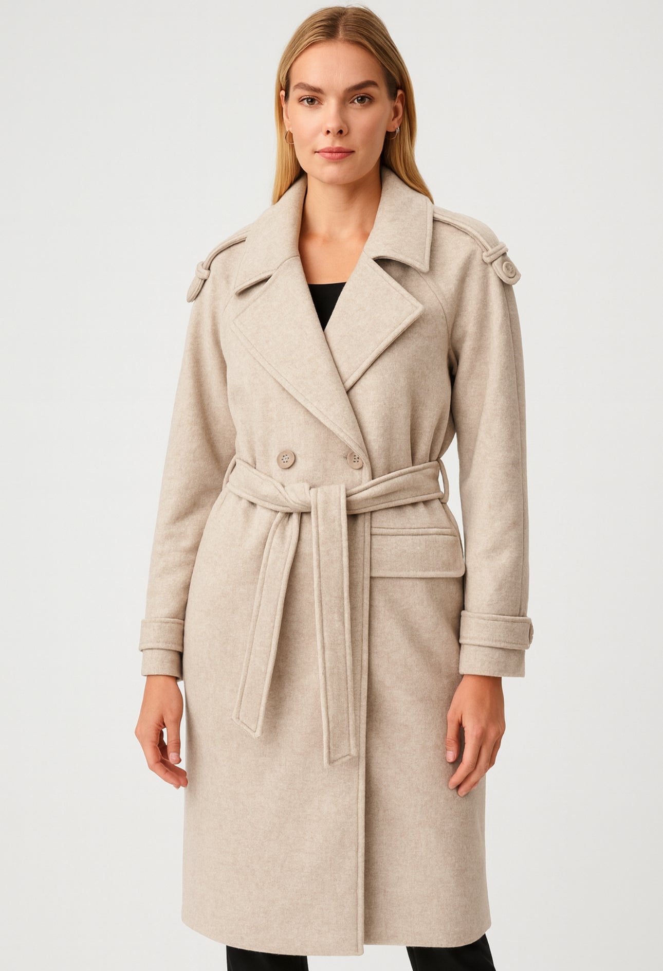 GOA GOA Beige Wool-Blend Trench Coat
