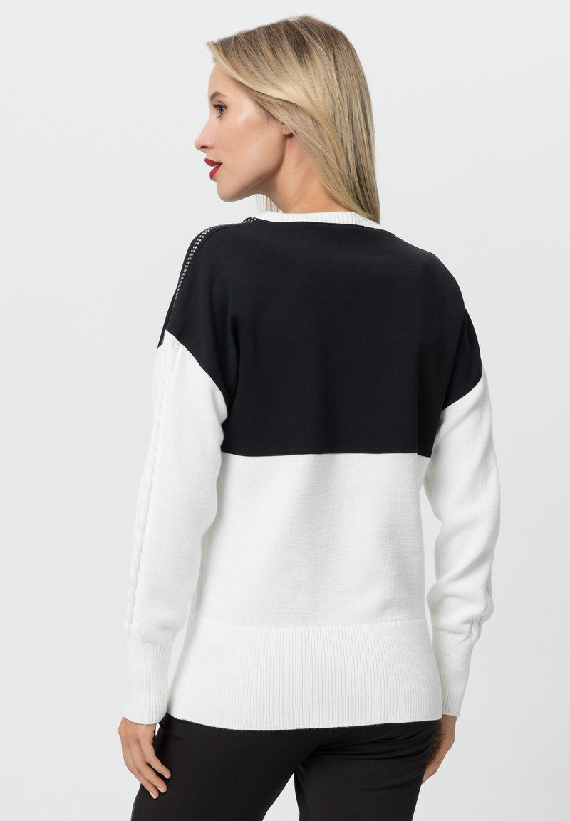 Tuzzi Black & White Zip Detail Sweater