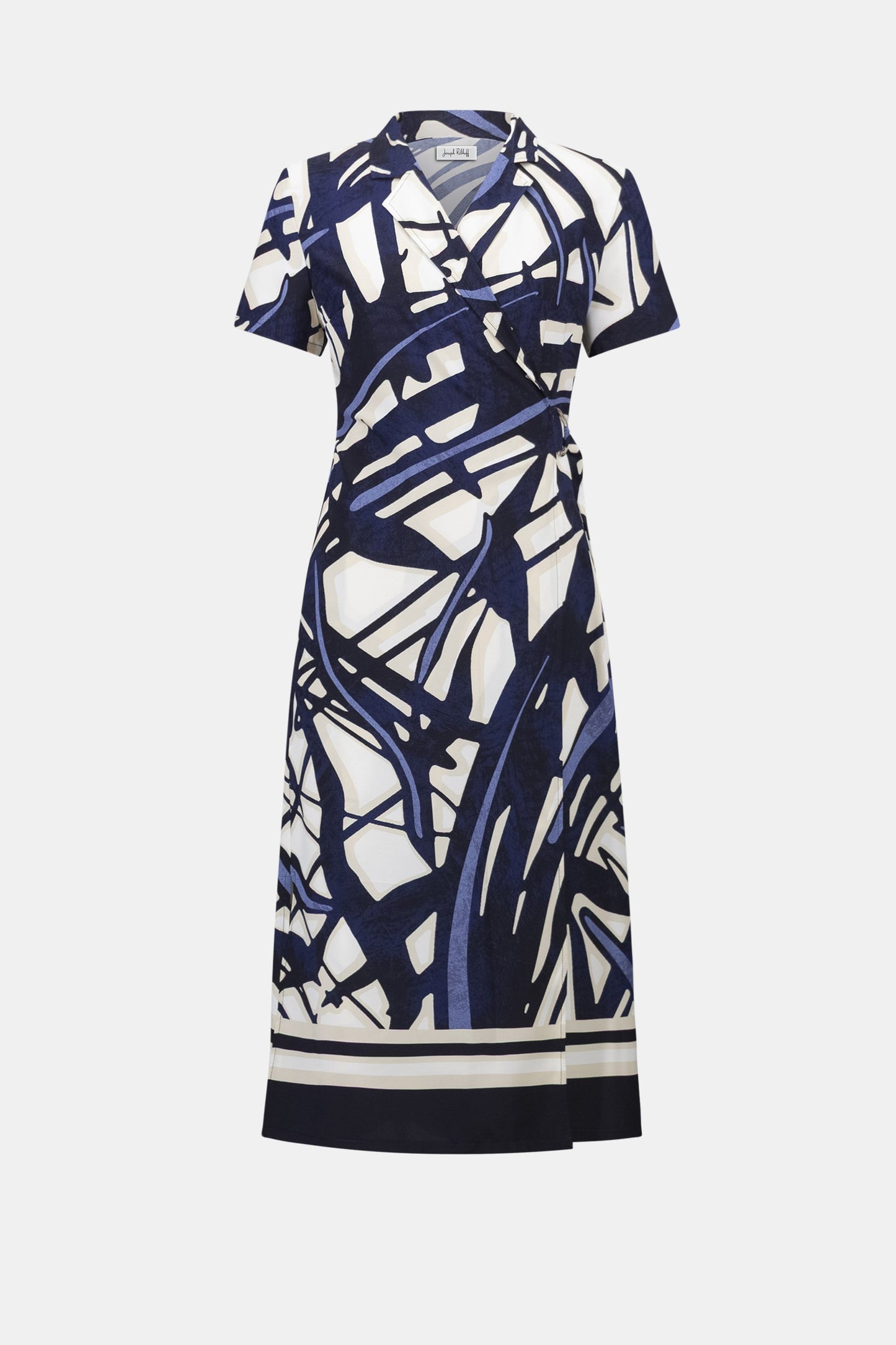 JOSEPH RIBKOFF 262128 Recycled Woven Abstract Print Shirt Dress