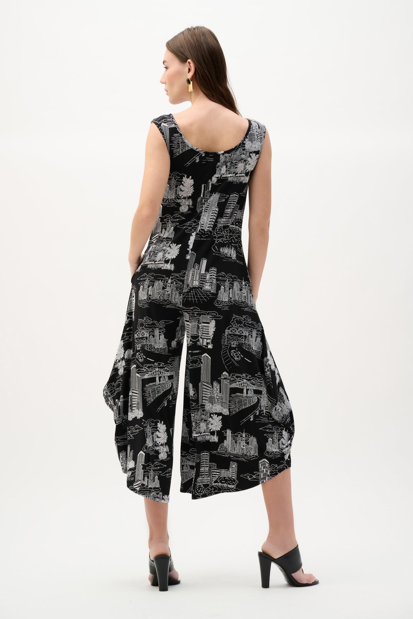 JOSEPH RIBKOFF 262243 Silky Knit Conversational Print Culotte Jumpsuit