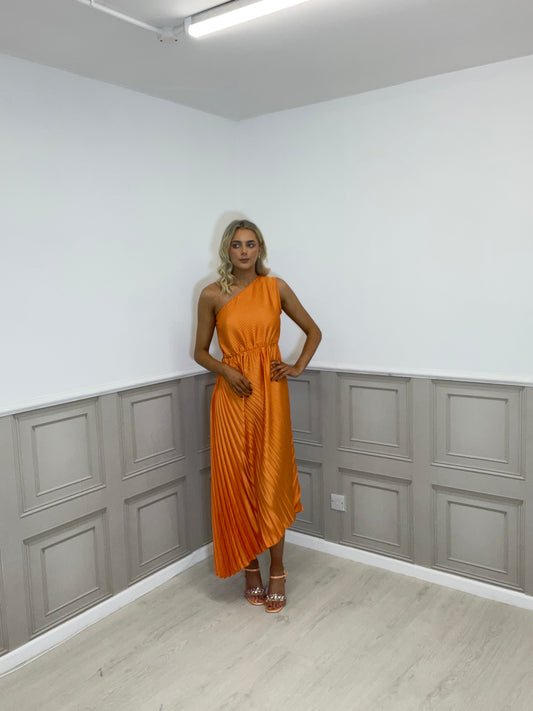 Tessa orange one shoulder dress