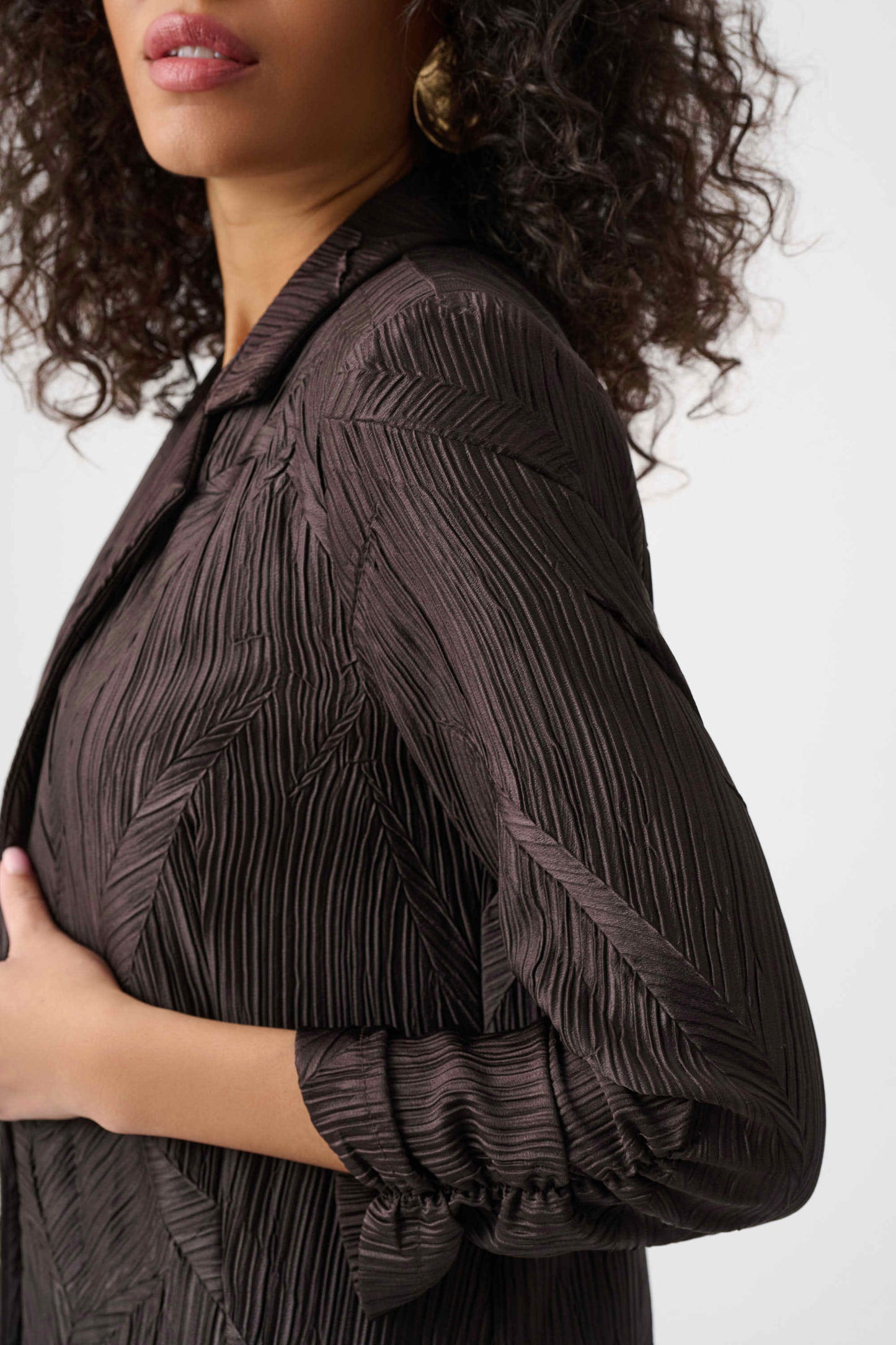 JOSEPH RIBKOFF Pleated Satin Open Blazer 263050