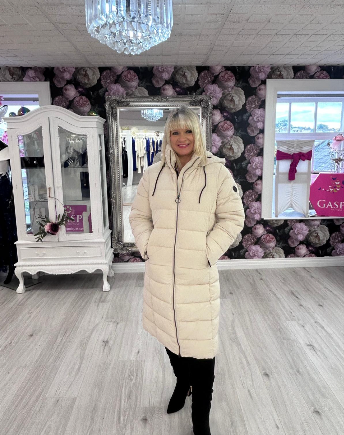 Frandsen Longline Quilted Coat – Cream