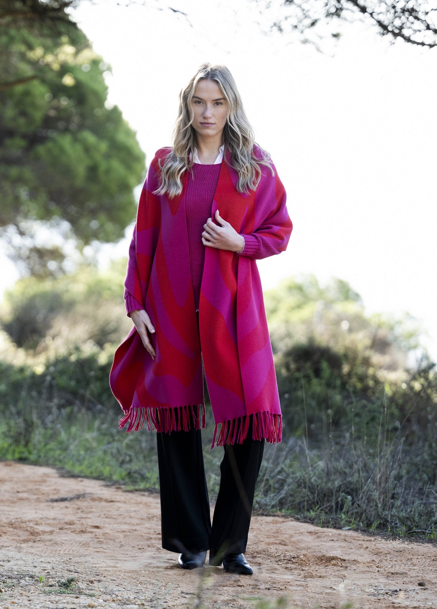 Marble scarf in pink/red