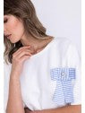 TUZZI beach please- striped bow white t-shirt