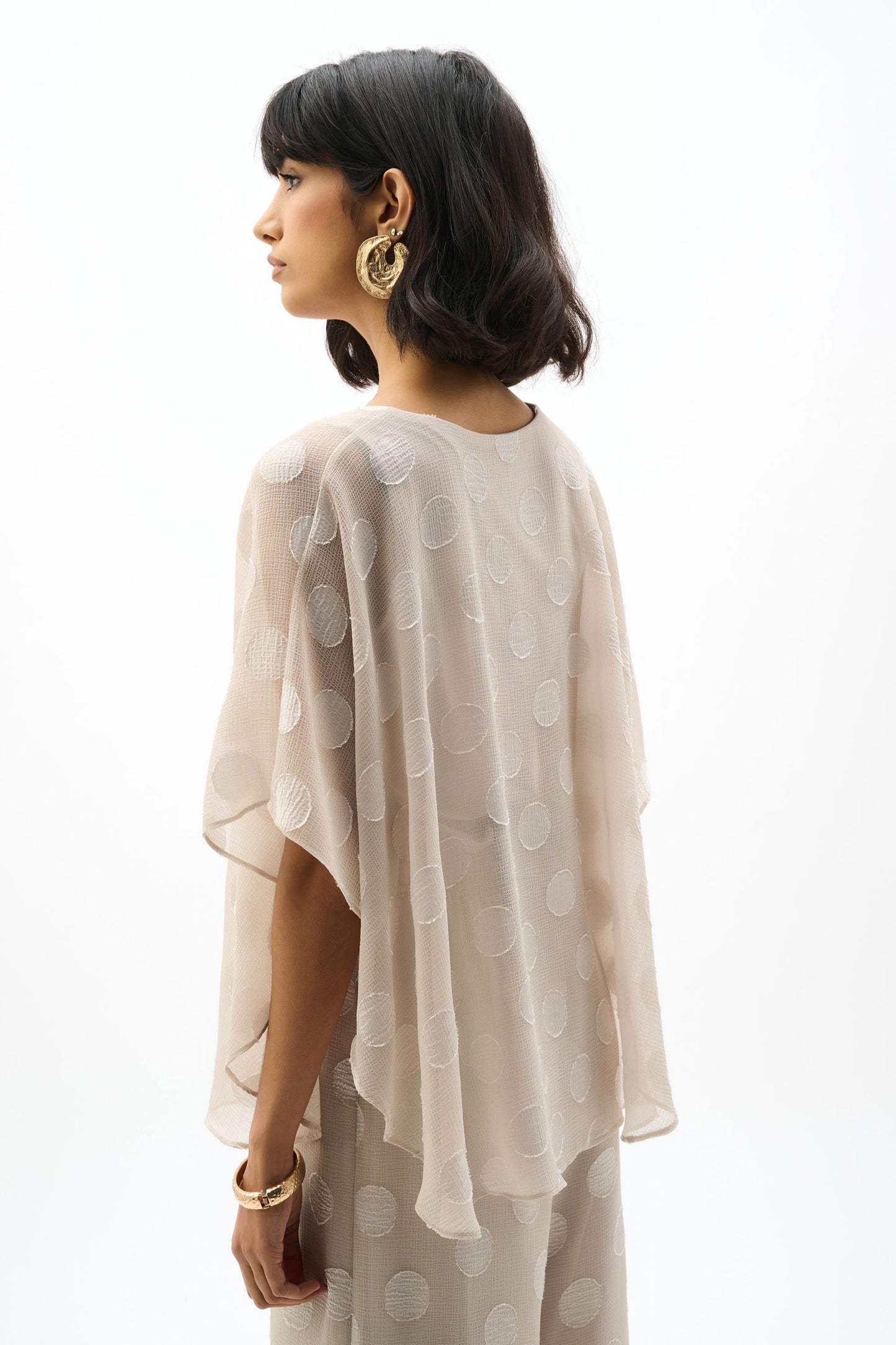 JOSEPH RIBKOFF 262258 Chiffon Jacquard Dot Print Poncho Top