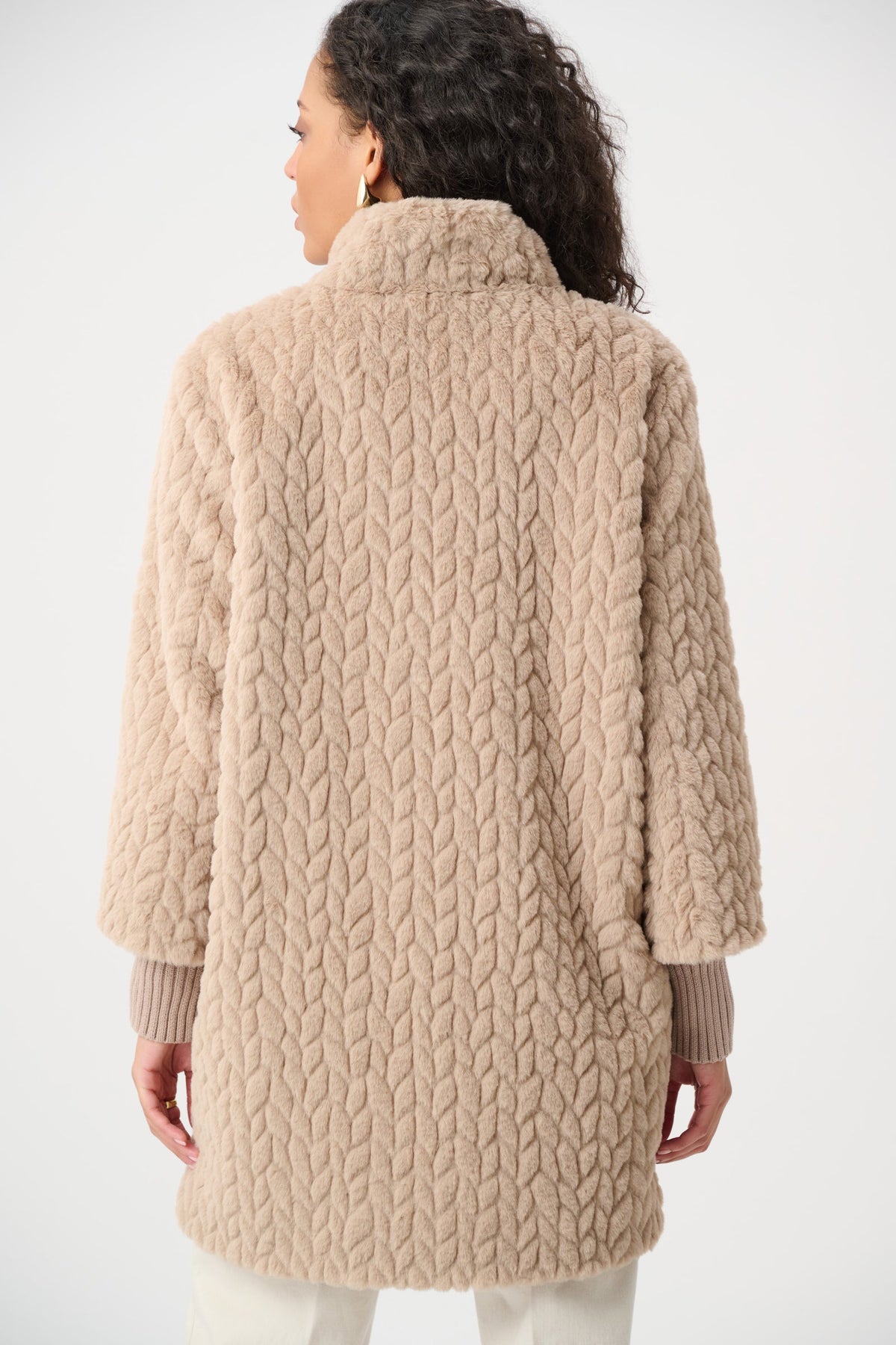 JOSEPH RIBKOFF 263915 Chevron Faux Fur Coat