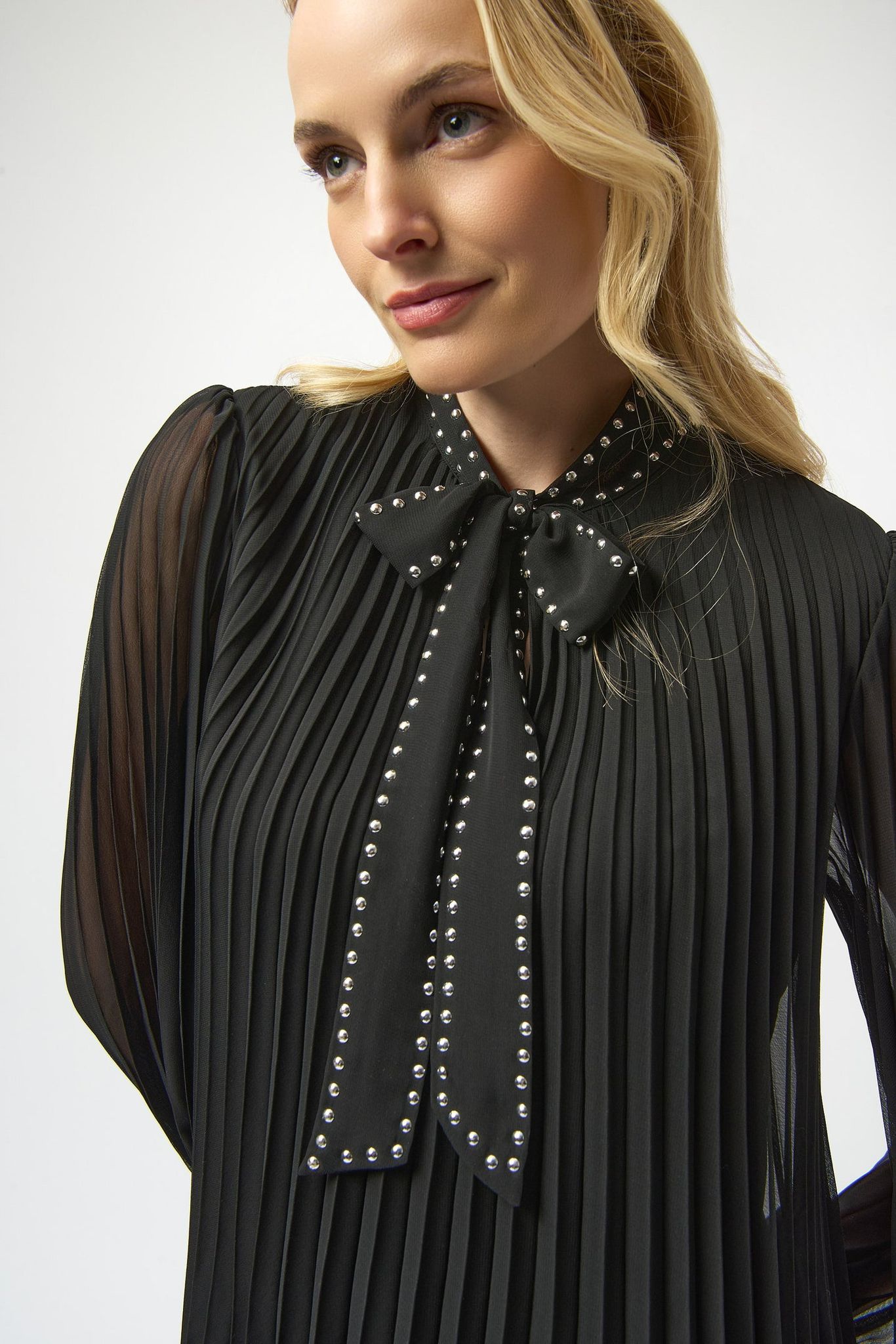 JOESPH RIBKOFF pleated chiffon A-Line black dress 254902