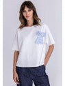 TUZZI beach please- striped bow white t-shirt