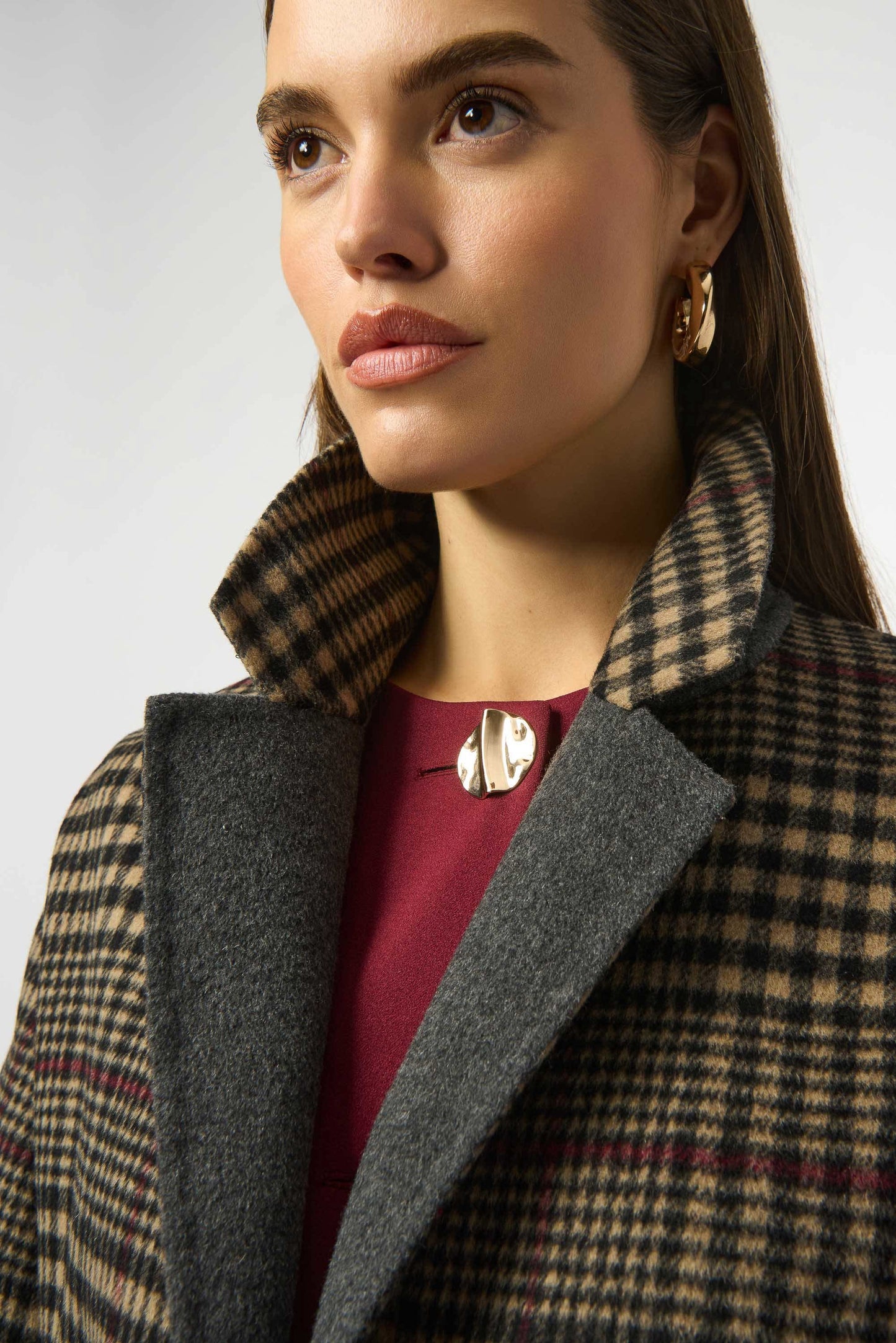 Wool Blend Plaid Double-Faced Coat
253946