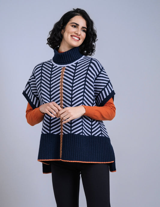 Scorzzo Chevron Knit Poncho Jumper – AW25/26