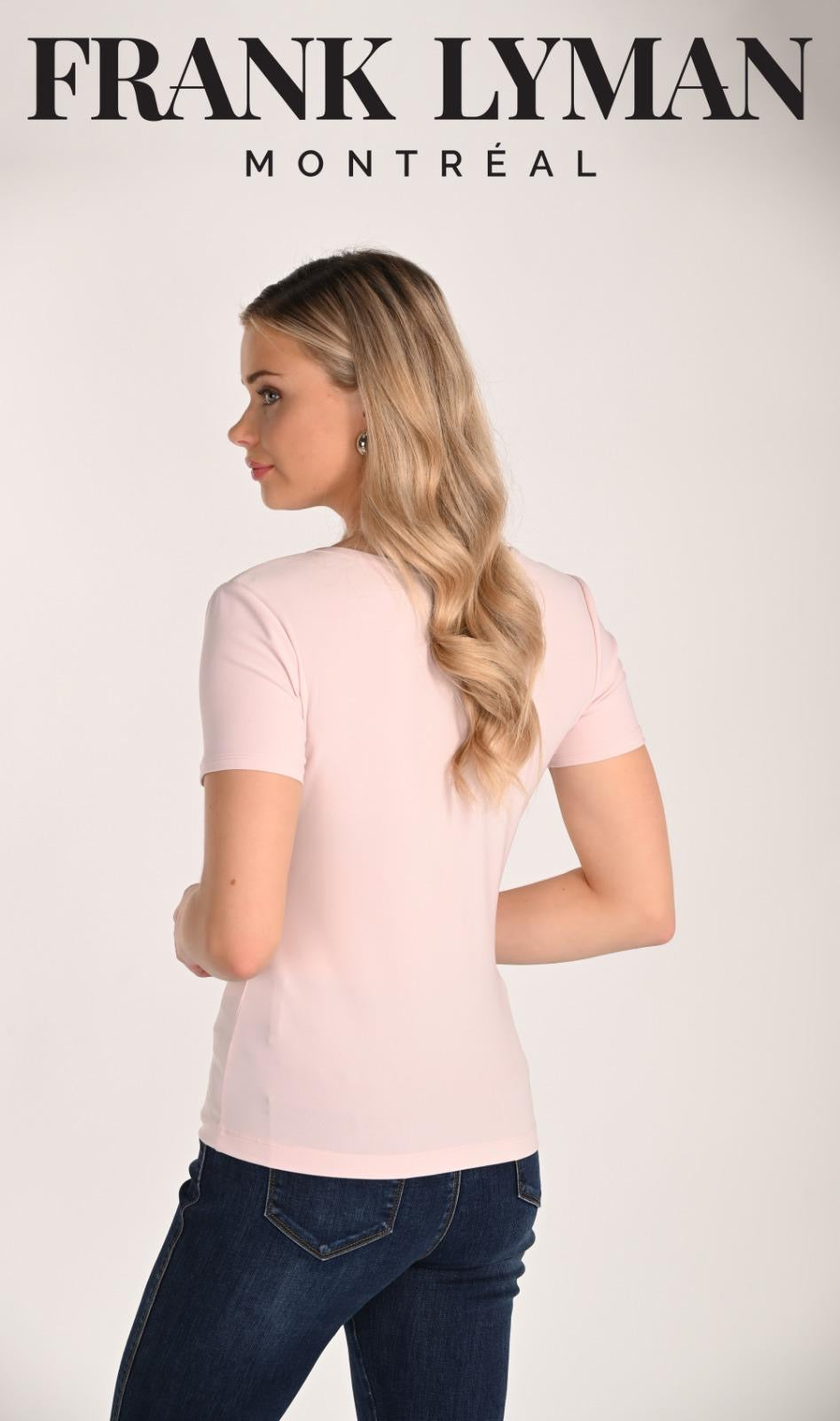 FRANK LYMAN 266061 🌸 Frank Lyman Embellished Zip Front Top – Soft Blush