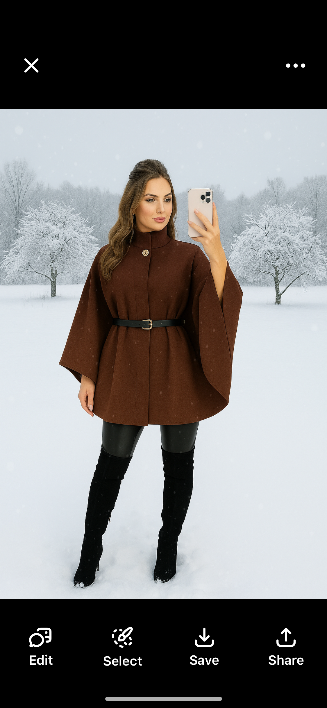 Elegant brown cape with belt