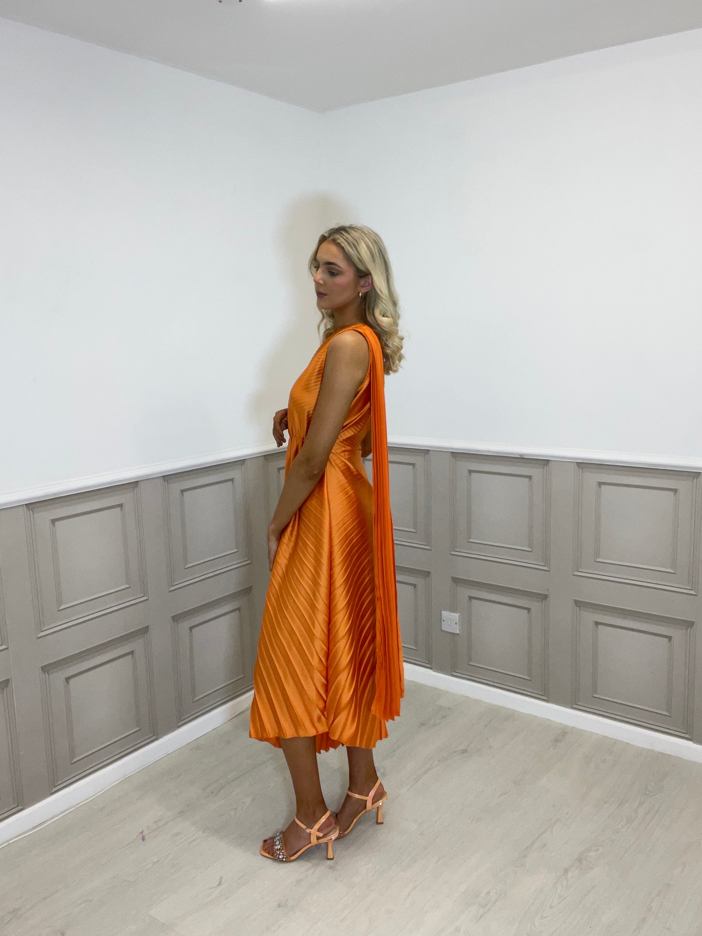 Tessa orange one shoulder dress