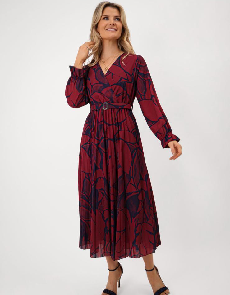 Positano dress burgundy and navy midi dress