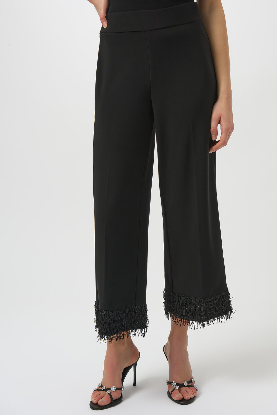 Joseph Ribkoff Culotte Pants with Novelty Fringe Hem Style 254147