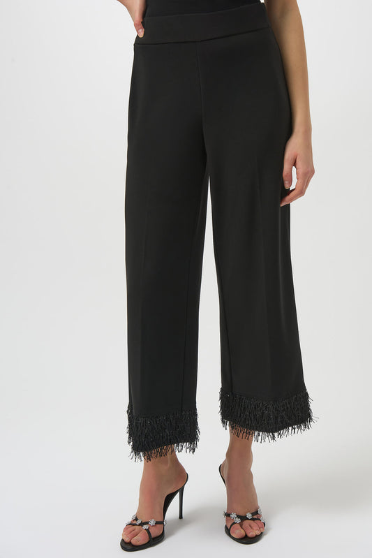 Joseph Ribkoff Culotte Pants with Novelty Fringe Hem Style 254147