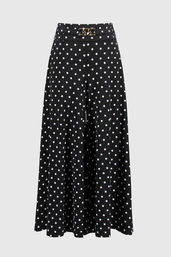 Joseph Ribkoff Black Polka Dot wide leg trousers 251040.