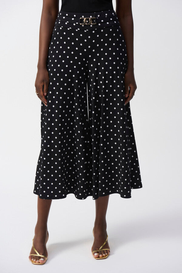 Joseph Ribkoff Black Polka Dot wide leg trousers 251040.
