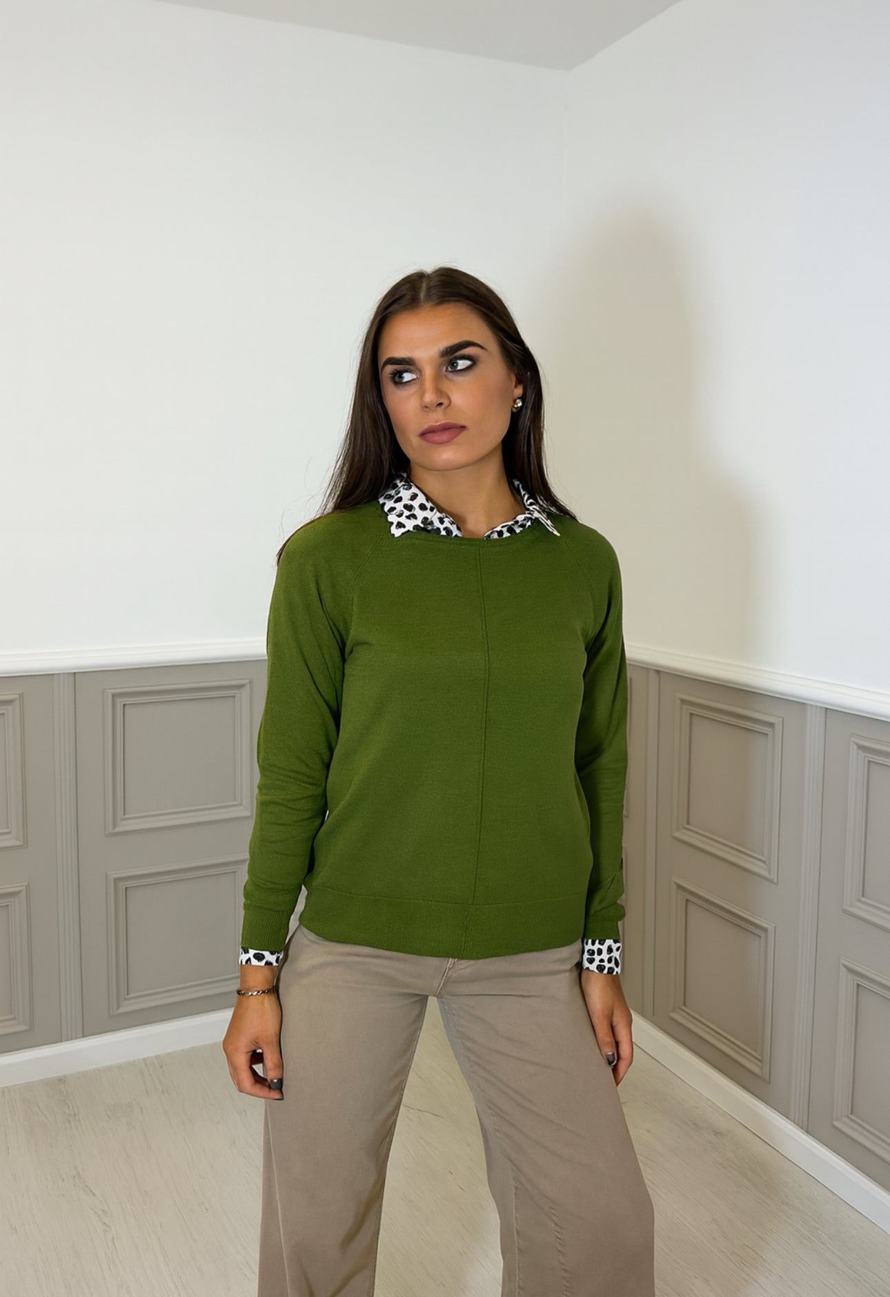 SUNDAY 6417 soft knit jumper - olive