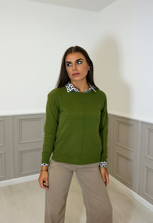 SUNDAY 6417 soft knit jumper - olive