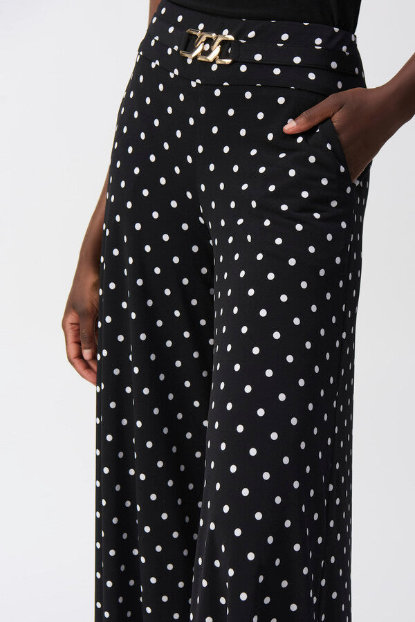 Joseph Ribkoff Black Polka Dot wide leg trousers 251040.