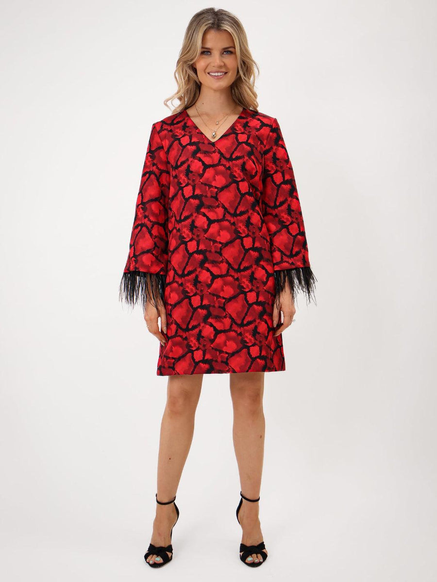 TAYLOR MINI SHIFT DRESS IN RED PRINT