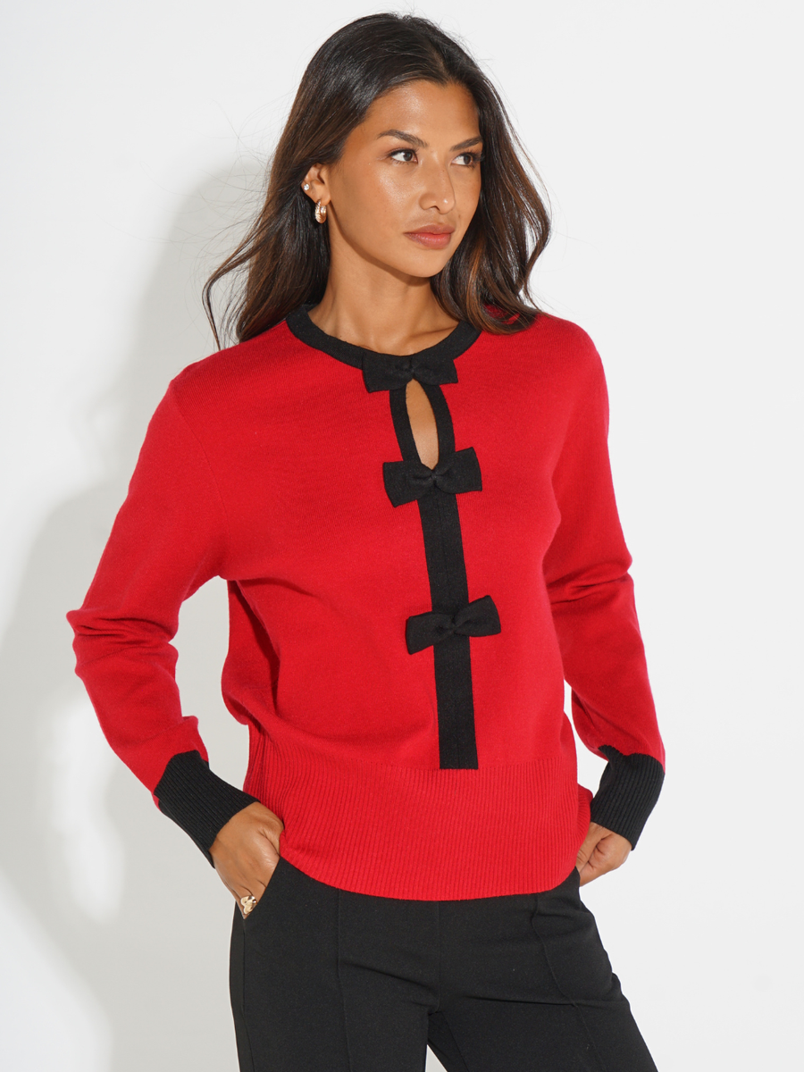 KATE & PIPPA ASPEN BOW KNIT IN RED