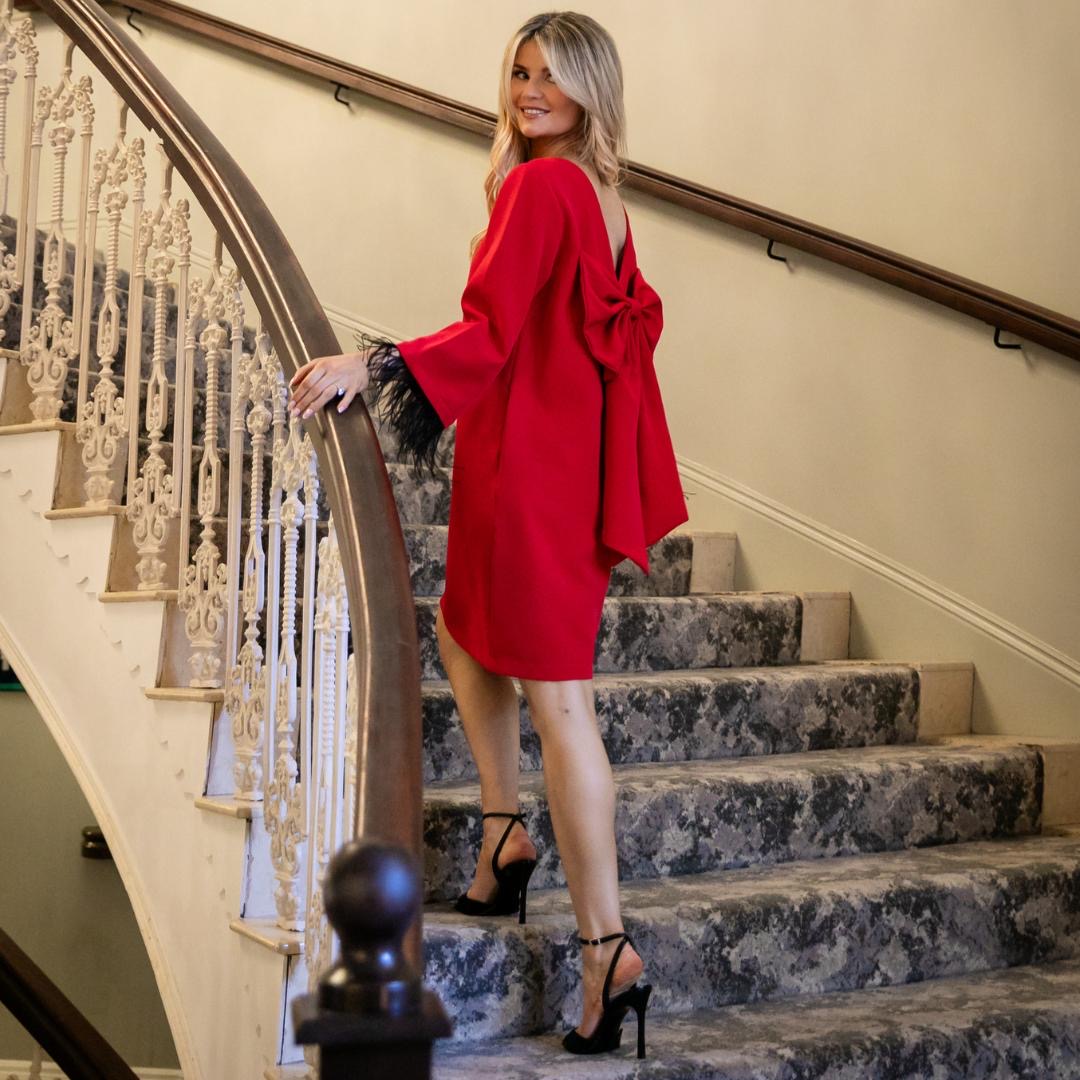 KATE & PIPPA DAKOTA RED MINI SHIFT DRESS