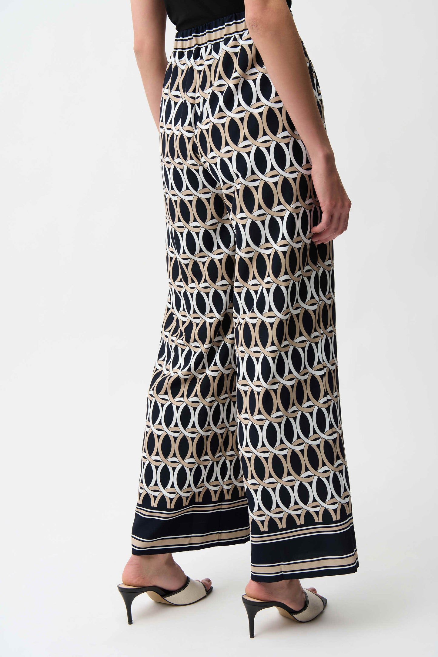 Recycled Woven Geometric Print Wide Leg Pull-On Pants
261058