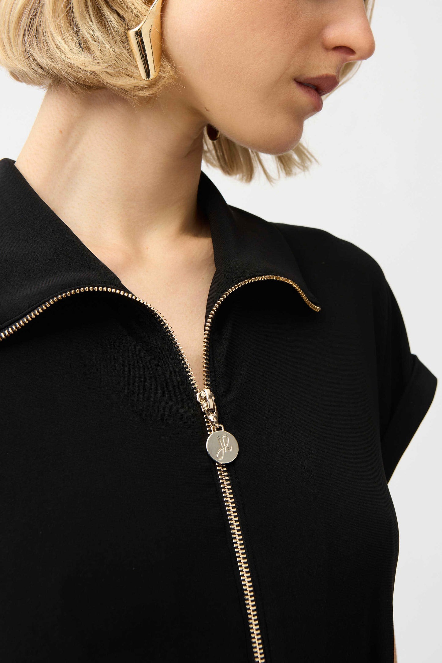 Silky Knit Culotte Jumpsuit With Gold Zipper
261255