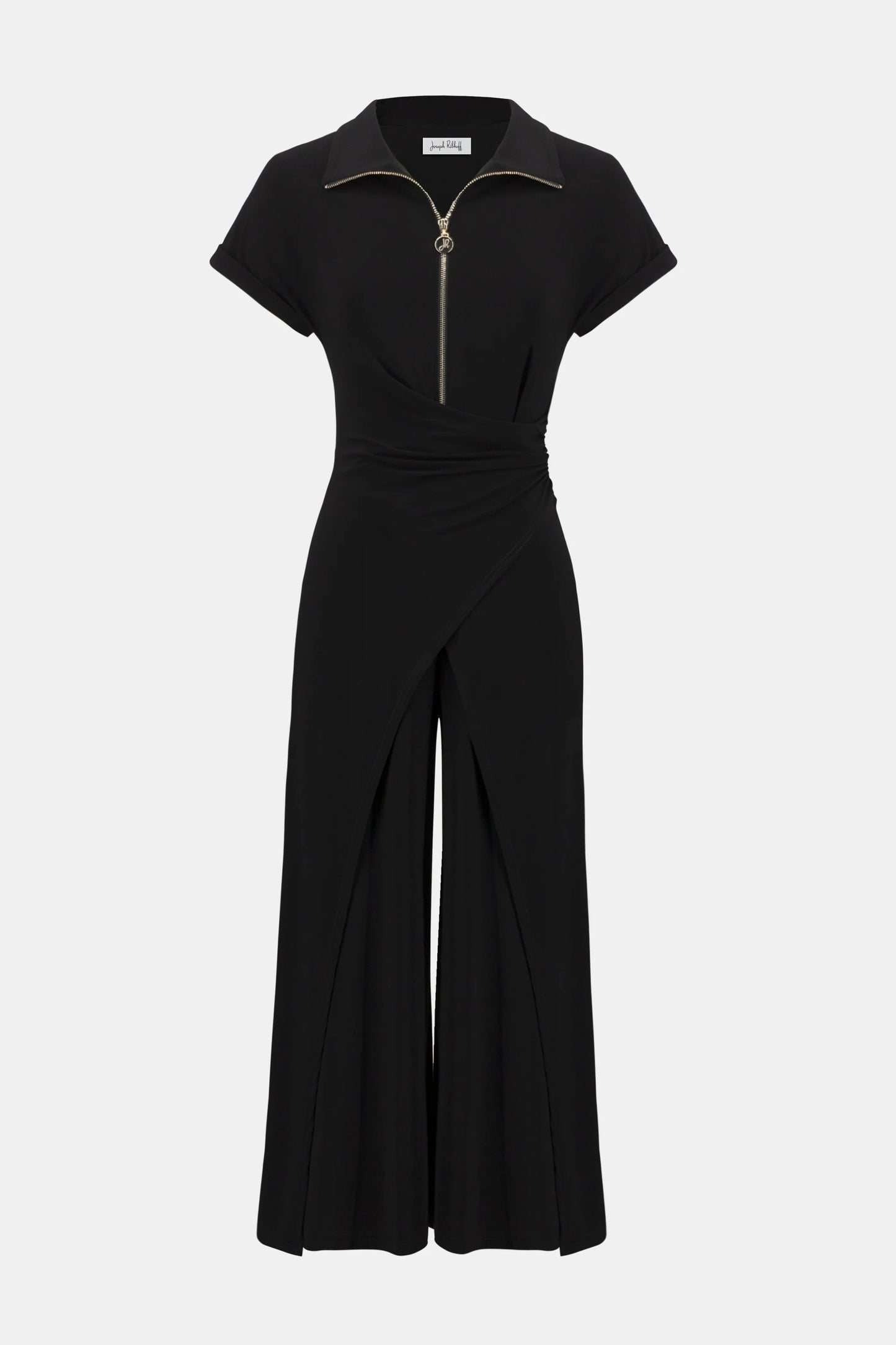 Silky Knit Culotte Jumpsuit With Gold Zipper
261255