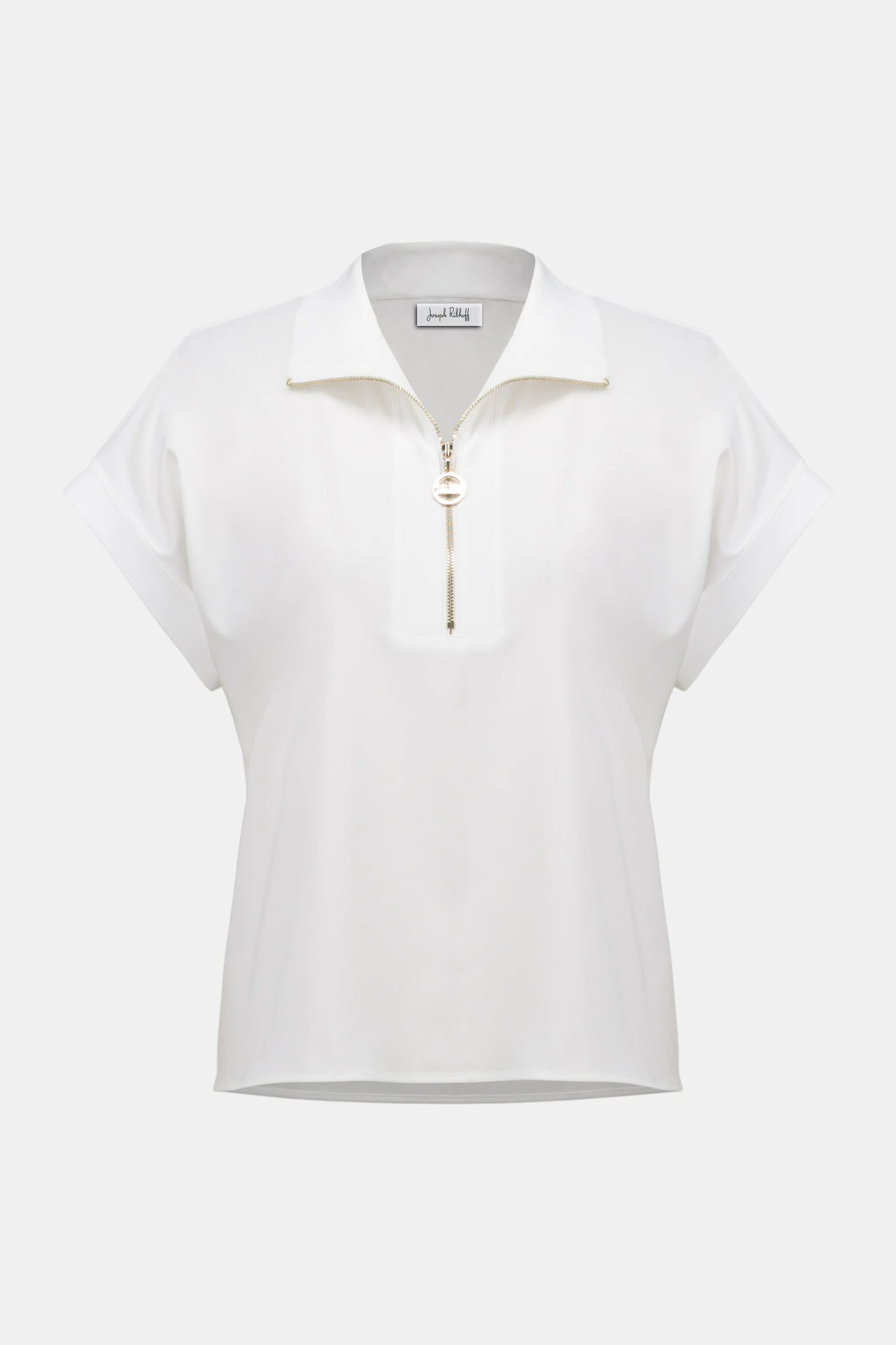 Stretch Poplin Straight Top With Zipped Neckline
261140