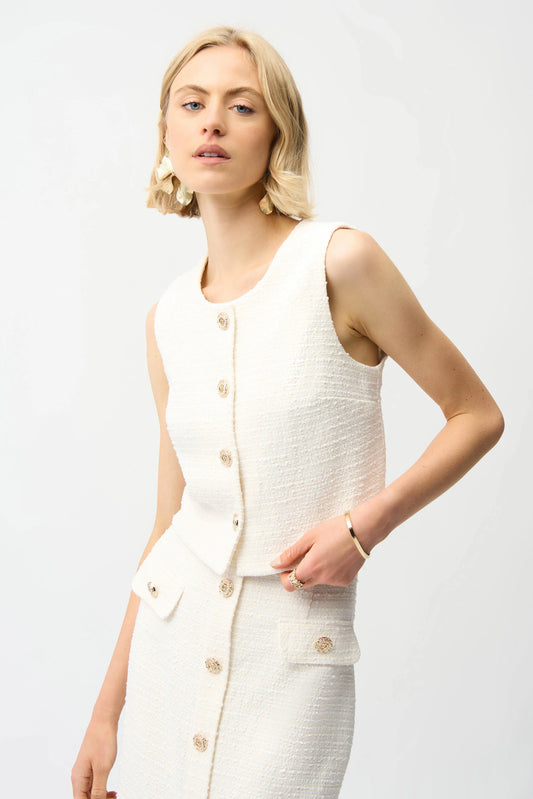 Bouclé Sleeveless Vest With Gold Buttons
261300