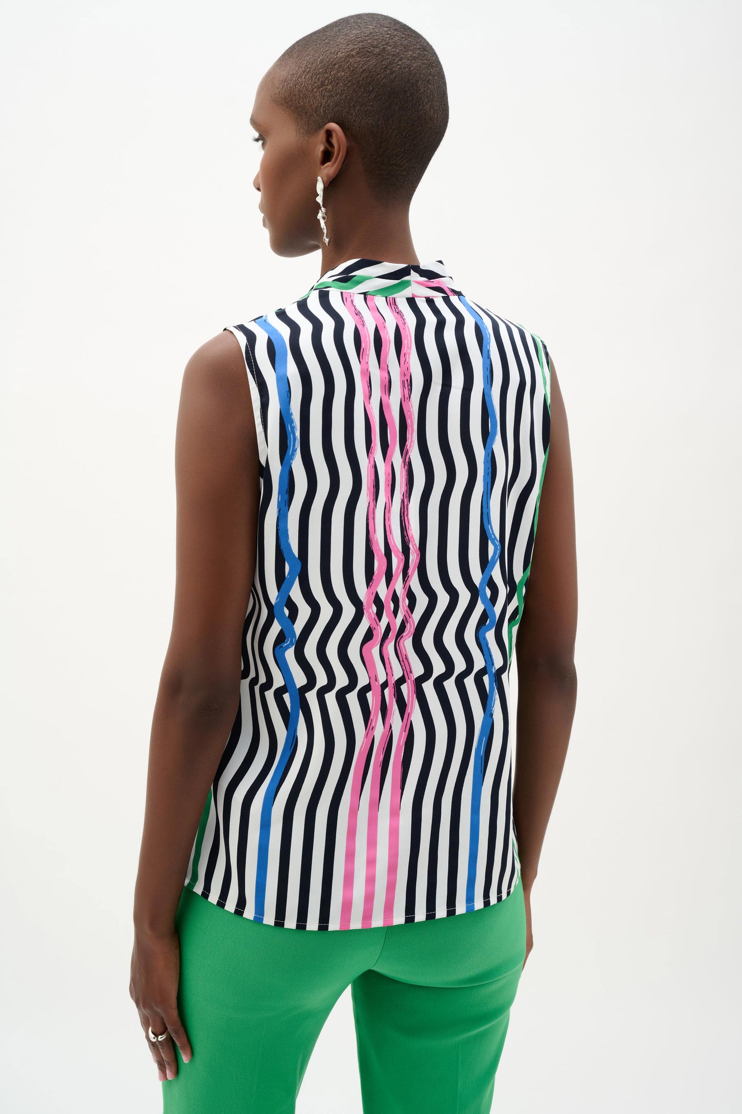 Recycled Woven Stripe Print Sleeveless Boxy Blouse
262241
