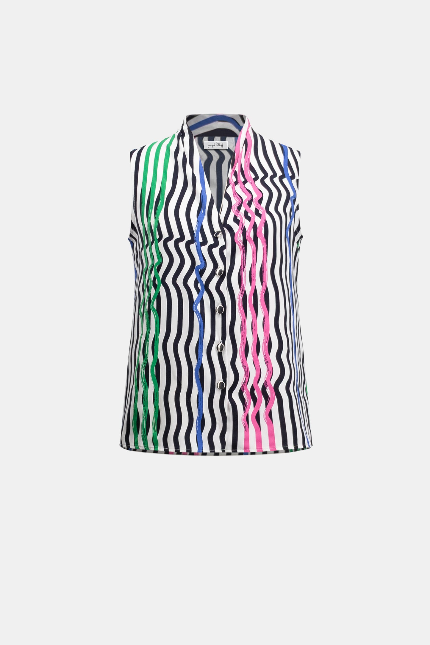 Recycled Woven Stripe Print Sleeveless Boxy Blouse
262241