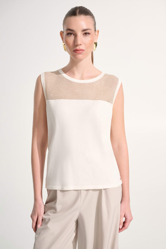 Soft Knit Straight Cami With Mesh Yoke
262612