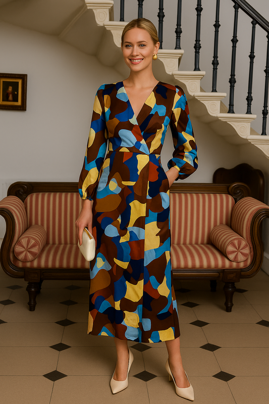 Coffee coloured wrap dress