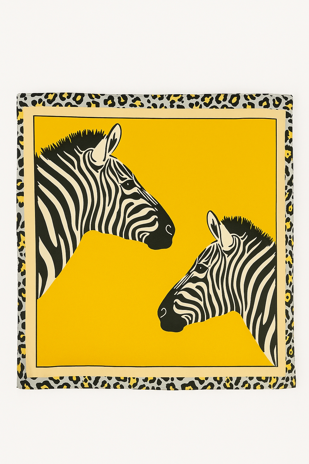 Zebra & Leopard Border Statement Scarf – Mustard Edition