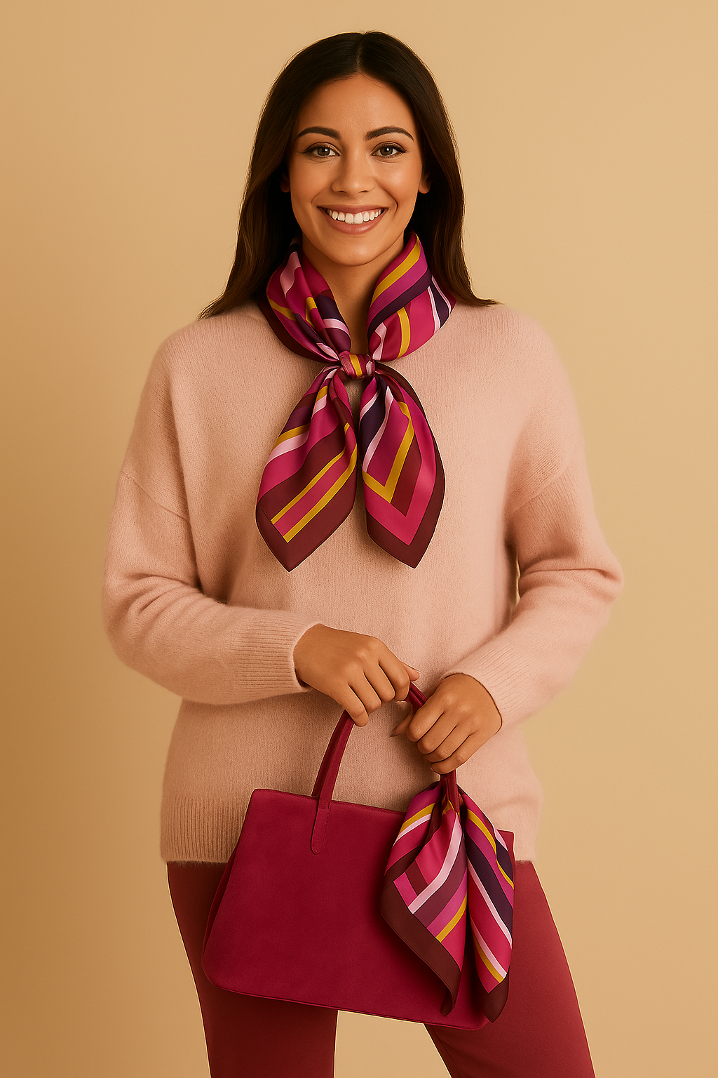 Magenta Swirl Silk-Feel Scarf