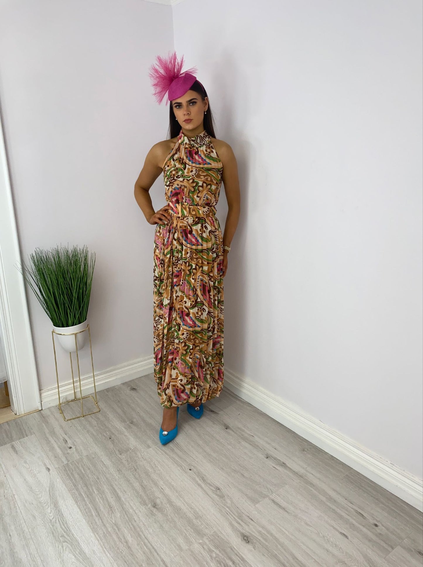 Rose paisley lemon print dress