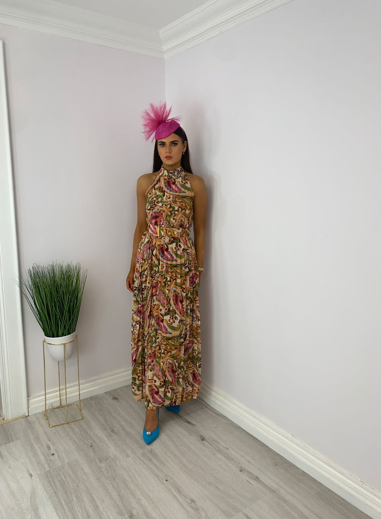 Rose paisley lemon print dress