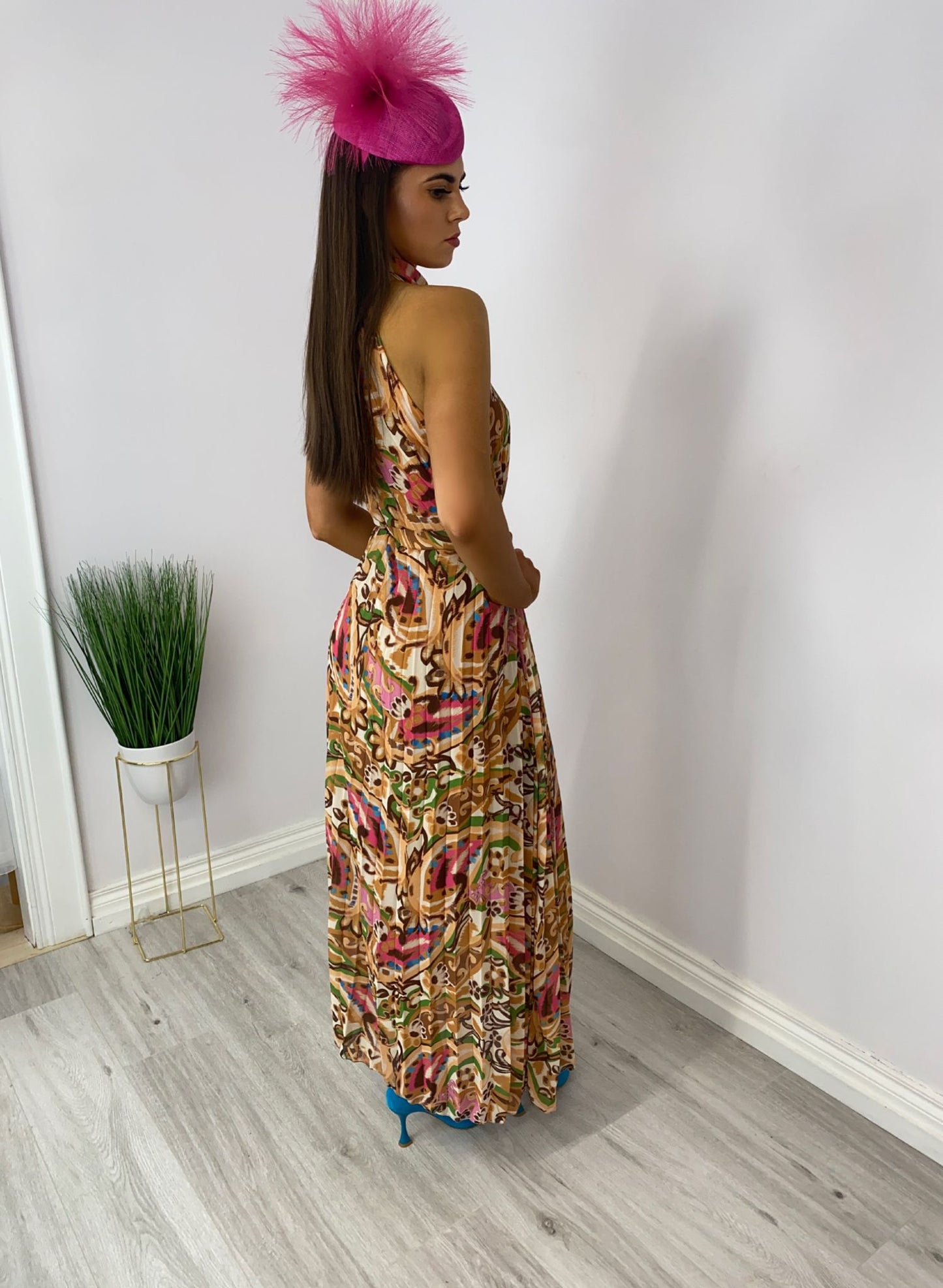 Rose paisley lemon print dress