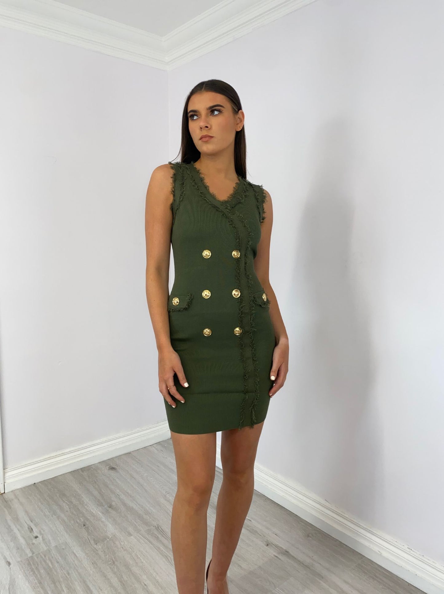 Sylvie khaki dress