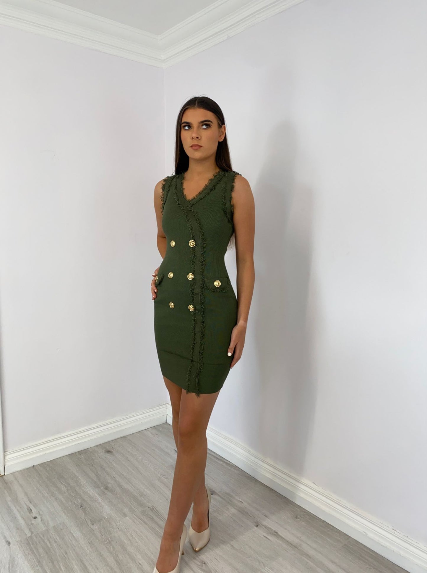 Sylvie khaki dress