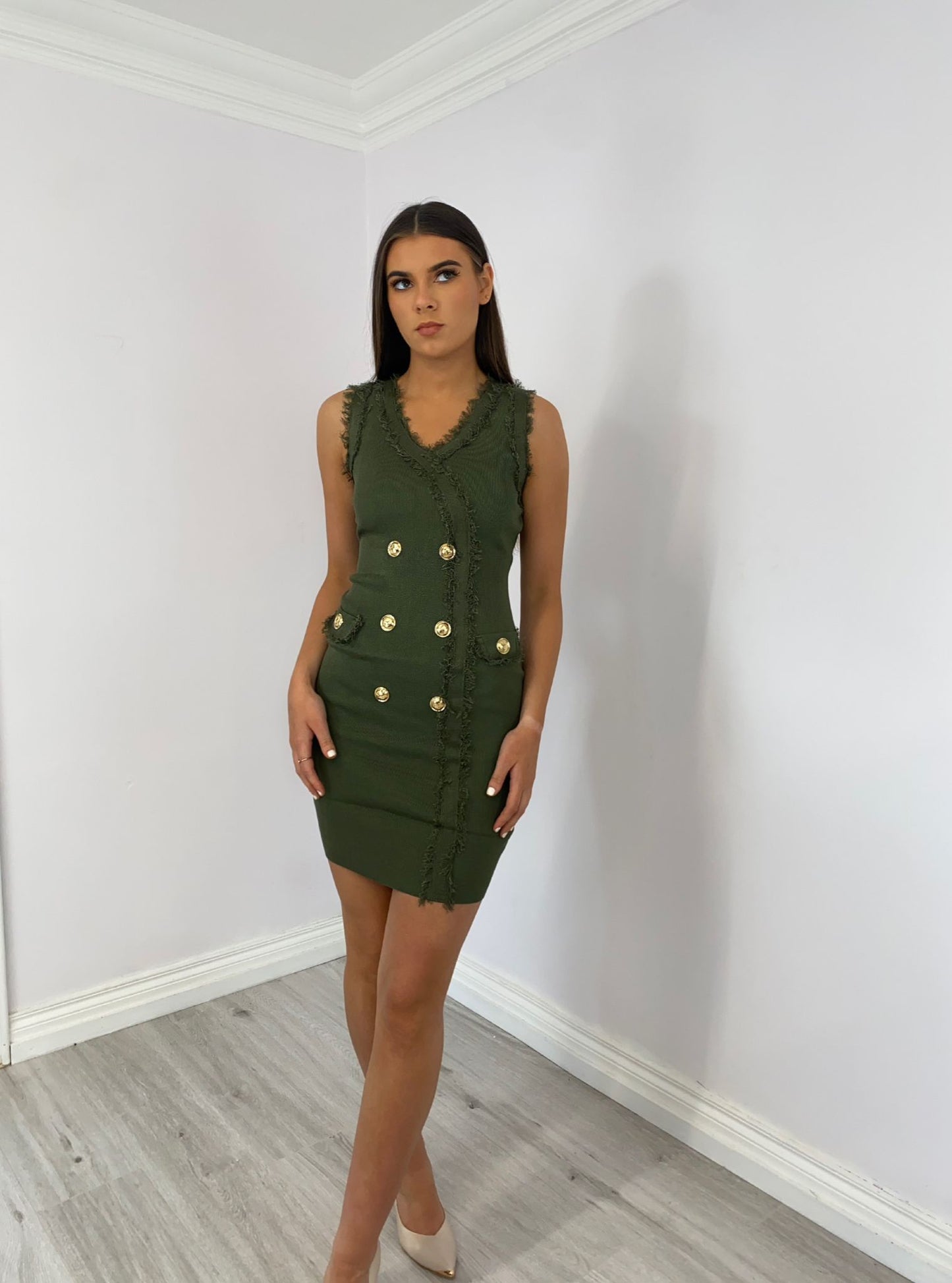Sylvie khaki dress