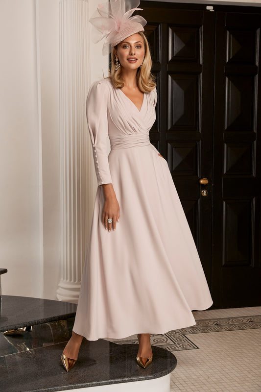 Tailored Veni Infantino blush dress
